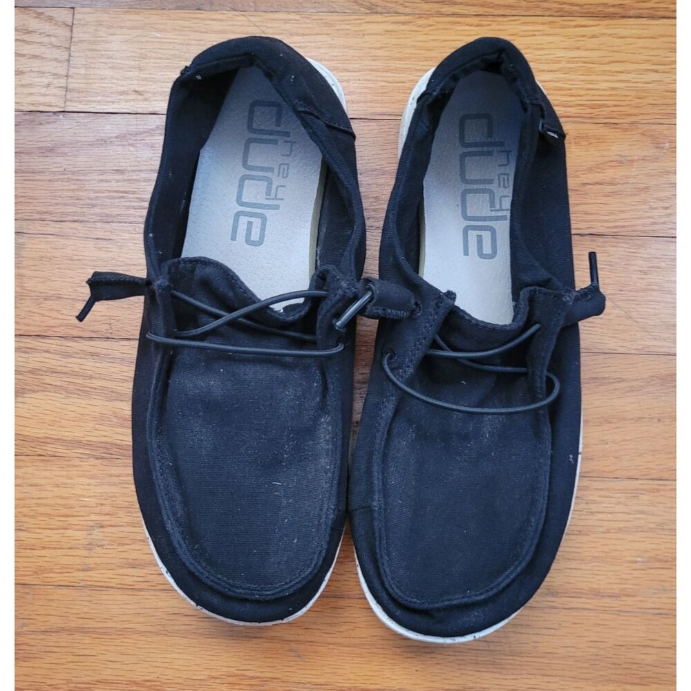 Hey Dude Wendy L Black Canvas Loafers 7‎ Comfort Casual Shoes